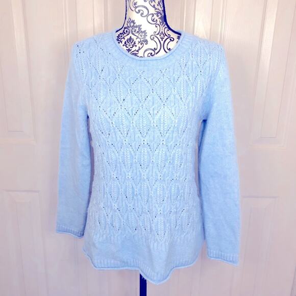 Talbots wool blend light blue knit pullover sweater medium - Picture 1 of 7